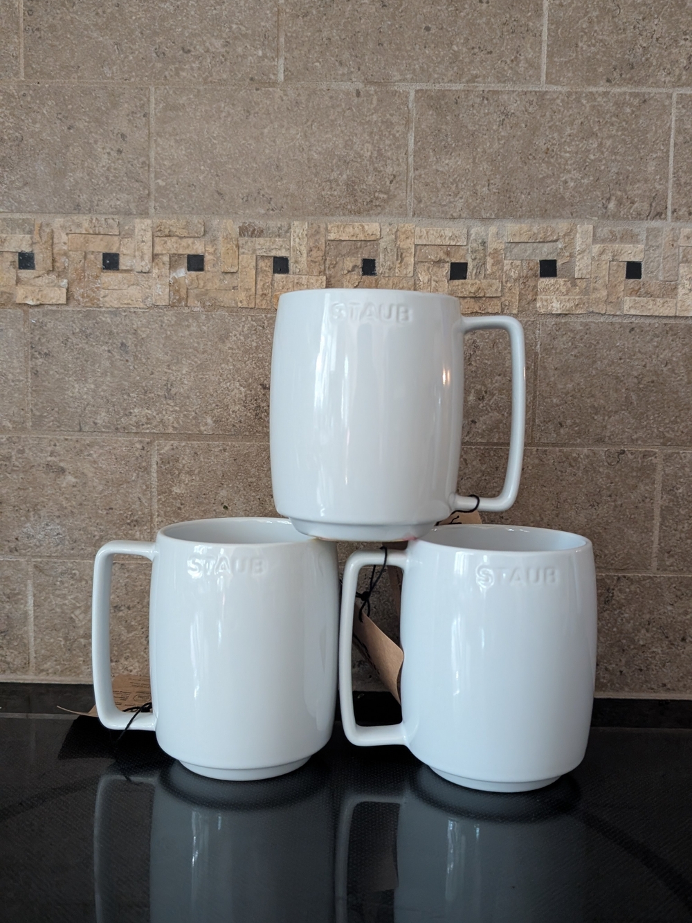 Staub Glossy White Ceramic Mugs - Trio